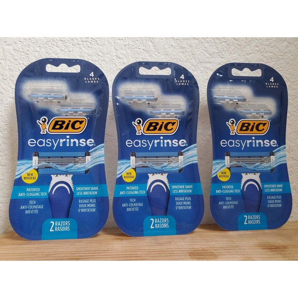 BIC EasyRinse Anti-Clogging Men's Disposable Razors With 4 Blades, 6 Count‎